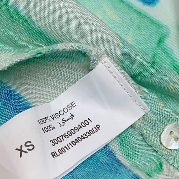 UTSA Blue Green Double Arrow Print Hi Low Viscose Pullover Tunic - Picture 4 of 10